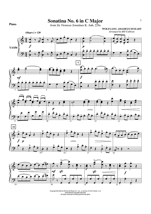 Sonatina No.6 In C Major - Piano
