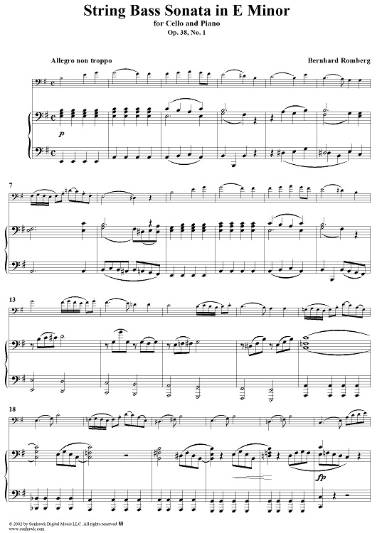 String Bass Sonata - Piano Score