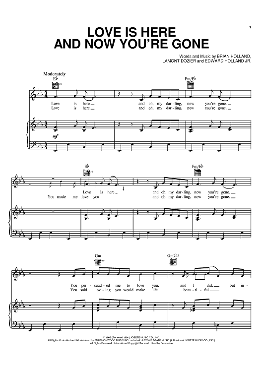 Love Is Here And Now You Re Gone Sheet Music By Michael Jackson Diana 1024x1024