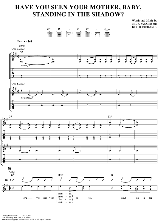 Have You Seen Your Mother, Baby, Standing in the Shadow?