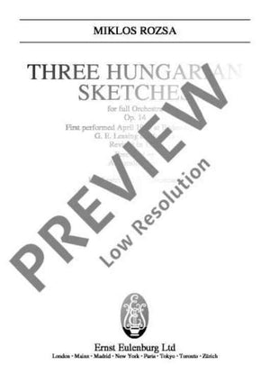 3 Hungarian Sketches - Full Score