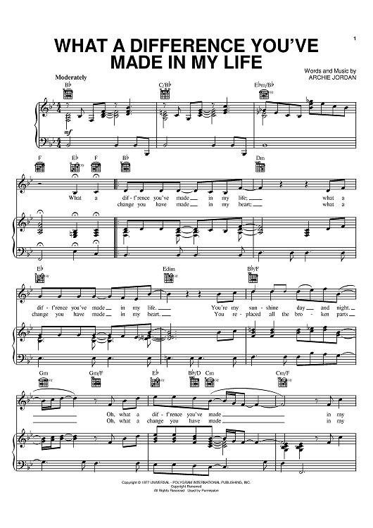 What A Difference You've Made In My Life