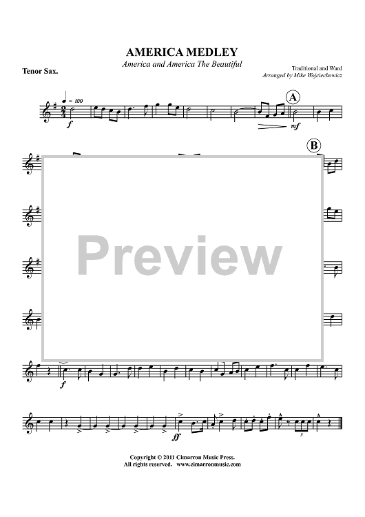America Medley - America and America The Beautiful - Tenor Sax
