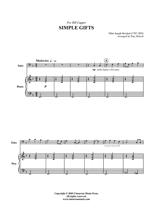 Simple Gifts - Piano