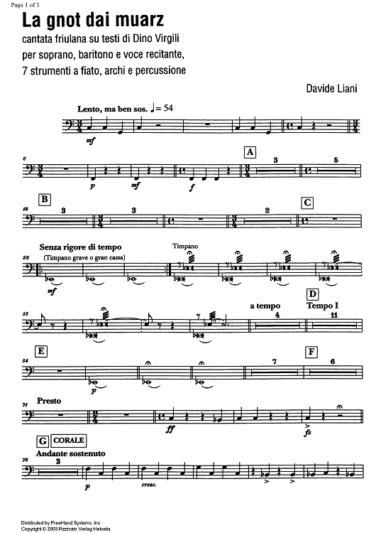 La gnot dai muarz (The night of the Dead) [set of parts] - Timpani