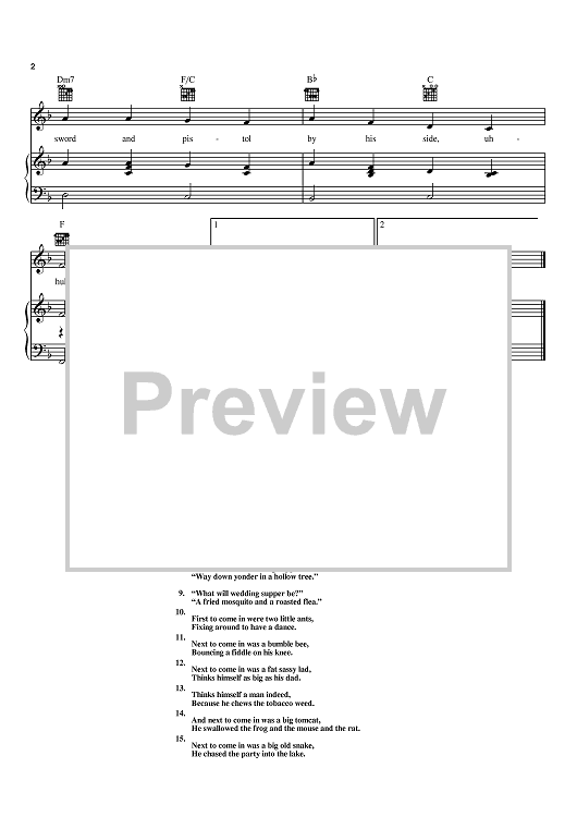 Frog Went A-Courtin'" Sheet Music for Piano/Vocal/Chords - Sheet Music Now