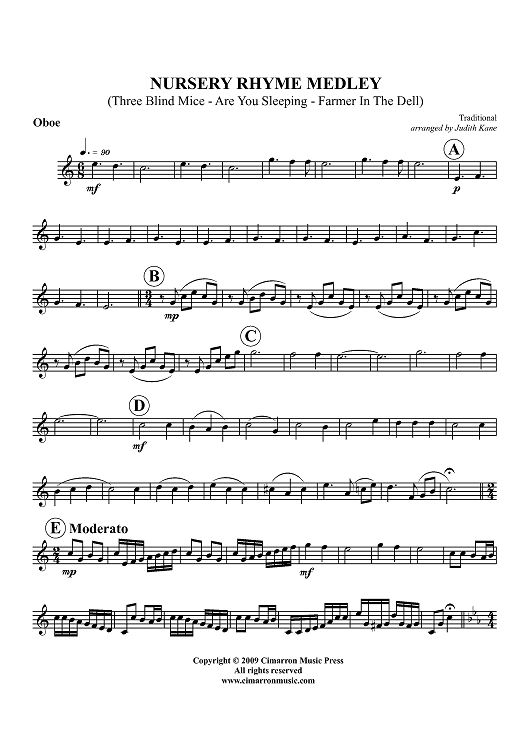 Nursery Rhyme Medley - Oboe