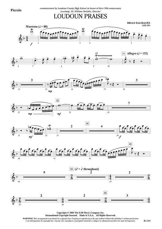 Loudoun Praises - Piccolo