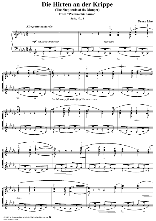 Die Hirten an der Krippe (In dulci jubilo), No. 3 from "Weihnachtsbaum", S186
