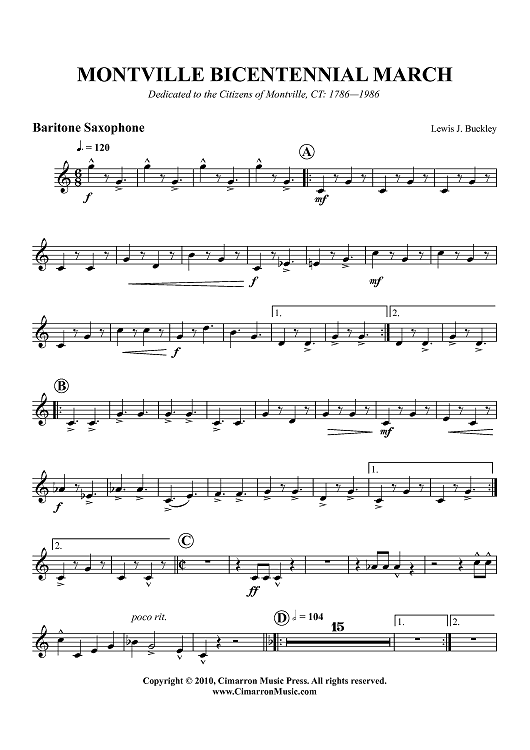 Montville Bicentennial March - Baritone Sax