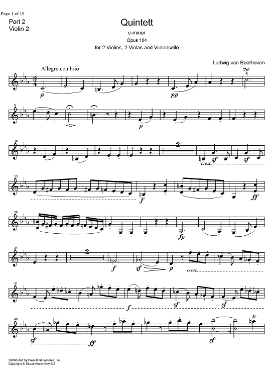 String Quintet c minor Op.104 - Violin 2