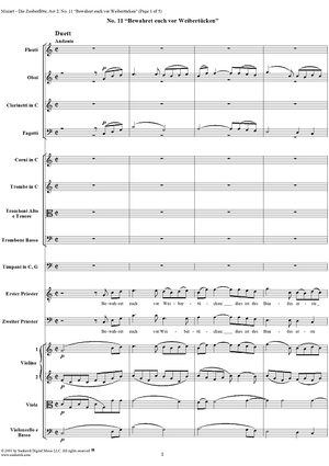 "Bewahret euch vor Weibertücken", No. 11 from  "Die Zauberflöte", Act 2 (K620) - Full Score