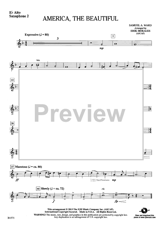 America, the Beautiful - Eb Alto Sax 2
