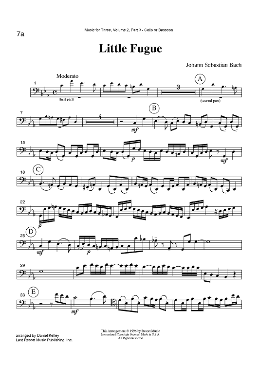 Little Fugue - Part 3 Cello or Bassoon