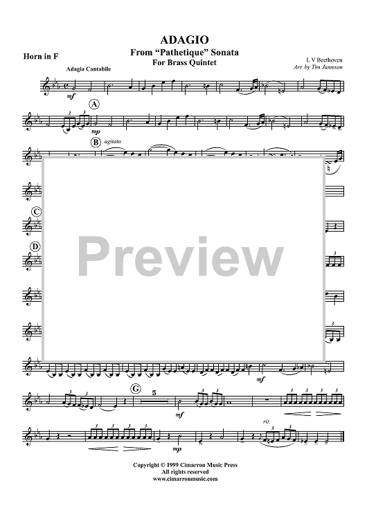 Adagio from "Pathetique" Sonata - Horn in F