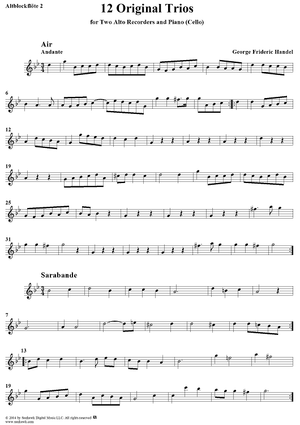 12 Original Trios for Two Alto (F) Recorders and Piano - Alto Recorder 2