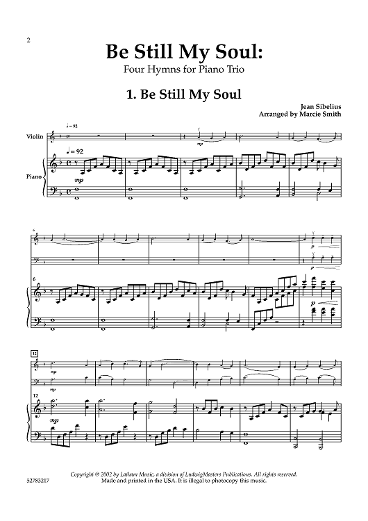 Be Still My Soul: Four Hymns for Piano Trio - Piano