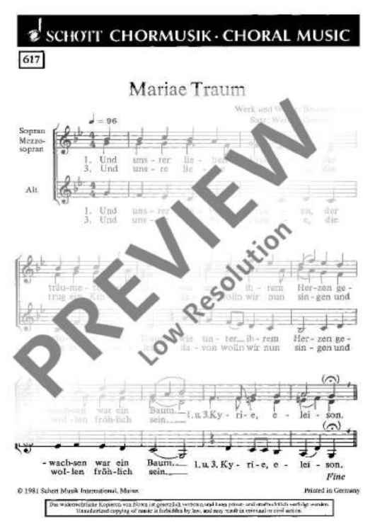 Mariae Traum - Choral Score