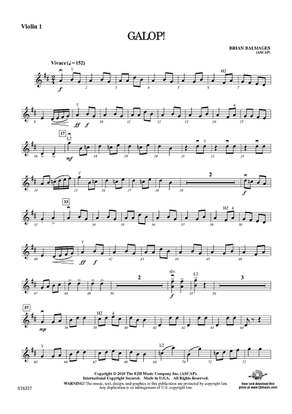 Galop Violin 1 Sheet Music for Orchestra Sheet Music Now
