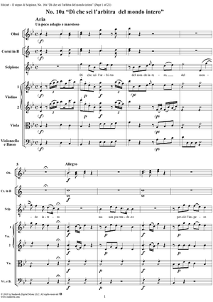 Di che sei l'arbitra del mondo in tero (Aria), No. 10 from "Il Sogno di Scipione" - Full Score