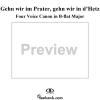Gehn wir im Prater, gehn wir in d'Hetz, four voice canon in B-flat Major, K558