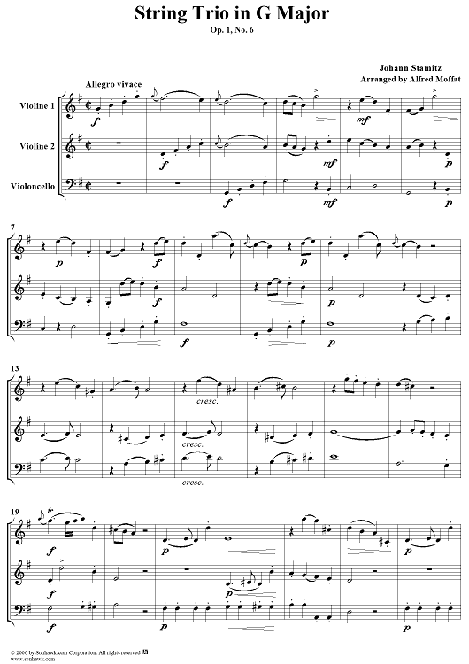 String Trio in G major op. 1, no. 6 - Full Score