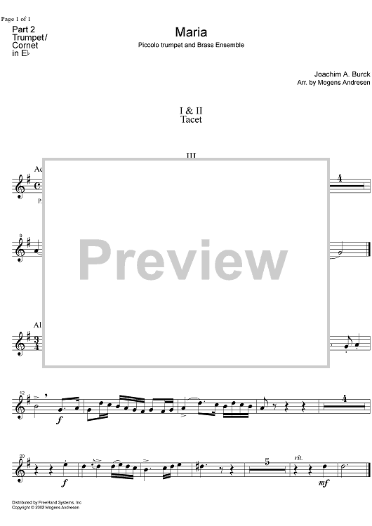 Maria - Trumpet in E-flat/Cornet