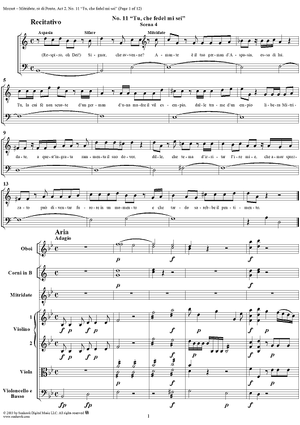"Tu, che fedel mi sei", No. 11 from "Mitridate, rè di Ponto", Act 2, K74a (K87) - Full Score