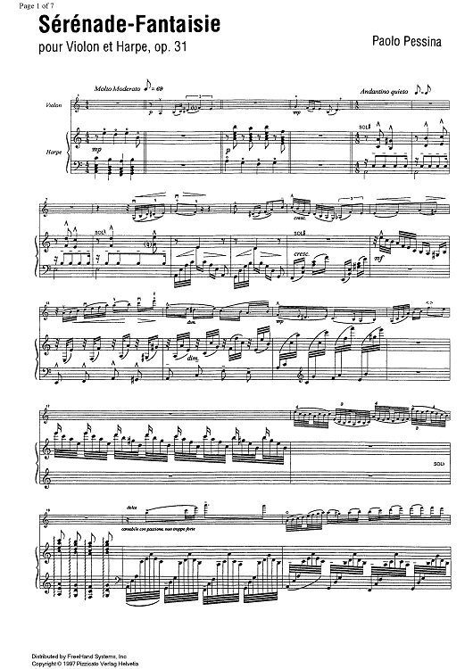 Serenade - Fantaisie Op.31 - Score