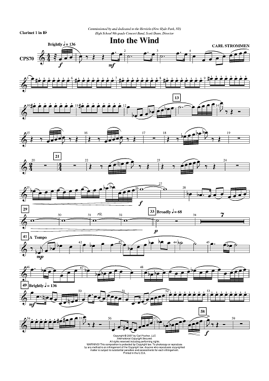 Into The Wind - Clarinet 1 in B-flat