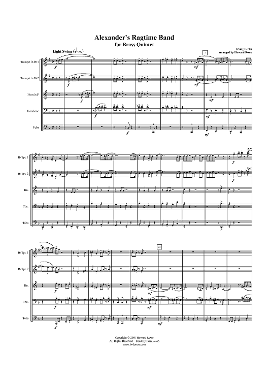 Alexander's Ragtime Band - Score