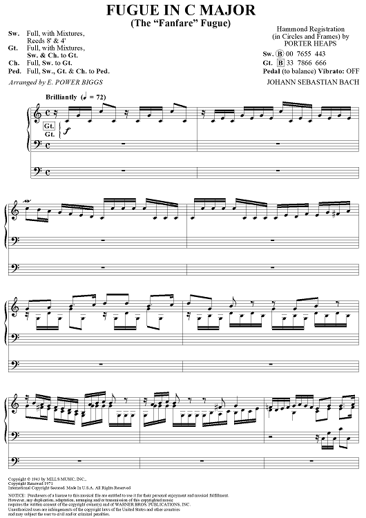 for　Now　Fugue　in　Sheet　Solo　C　Majorquot;　Sheet　Music　Organ　Music