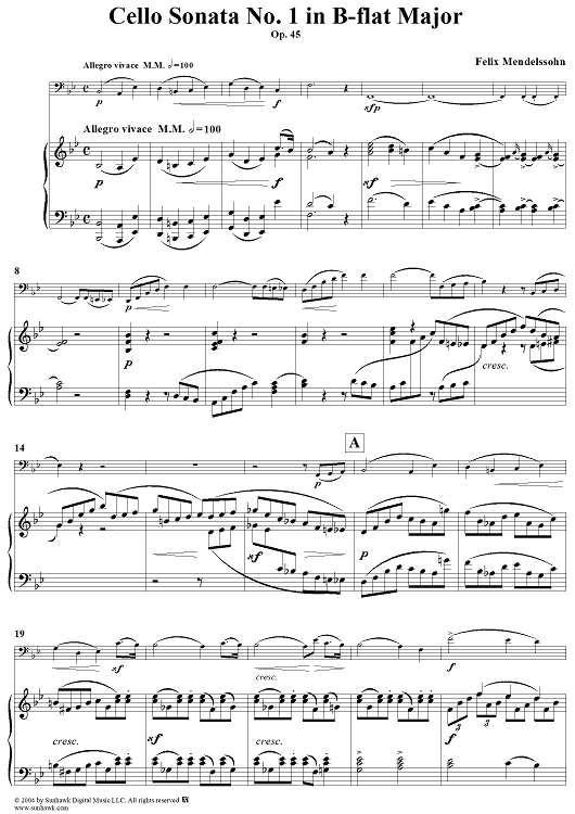 Cello Sonata No.1 in B-flat major Op.45 - Score