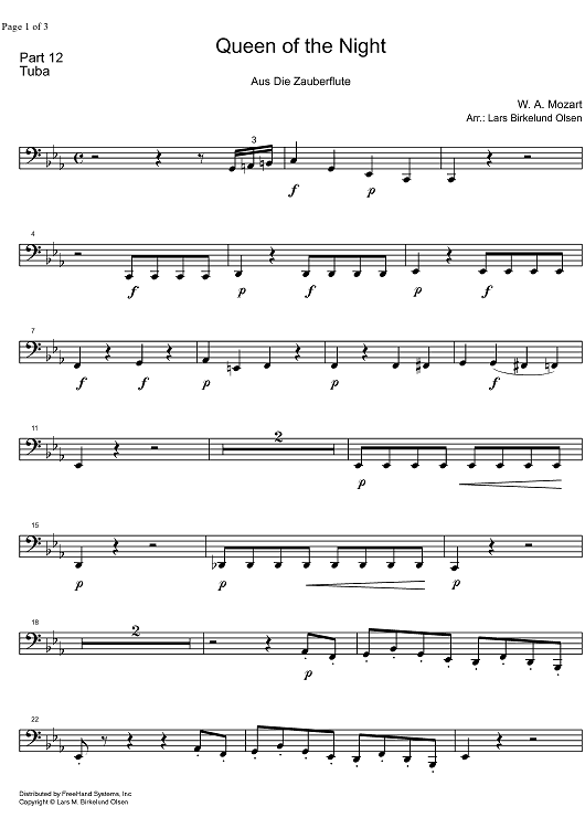 Der Hölle Rache kocht in Meinen Herzen from Die Zauberflöte KV620 - Tuba