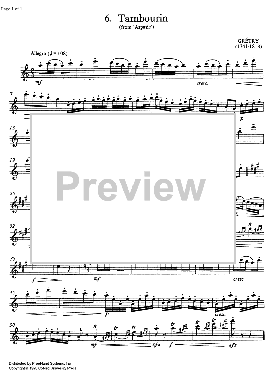 Tambourin (from Asapasie) - Flute