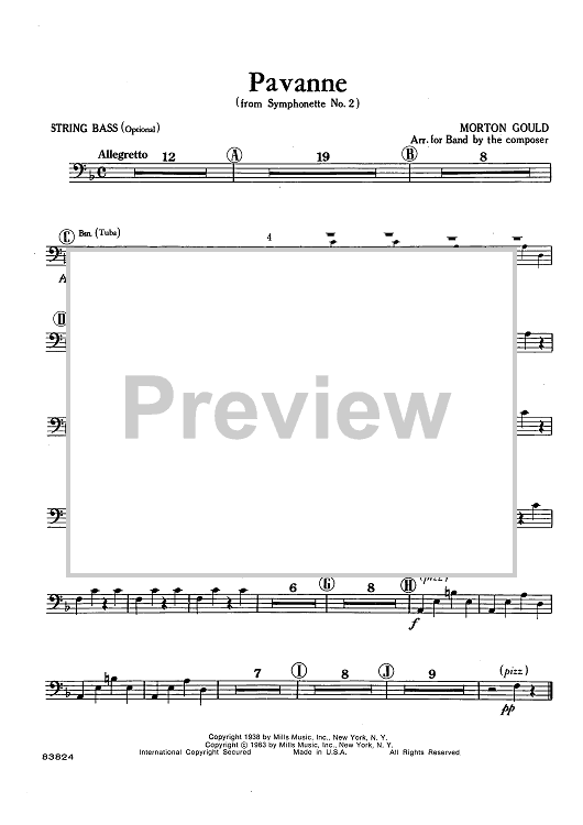 Pavanne (from Symphonette No. 2) - String Bass (opt.)