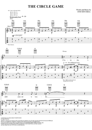 The Circle Game sheet music for guitar (chords) (PDF)