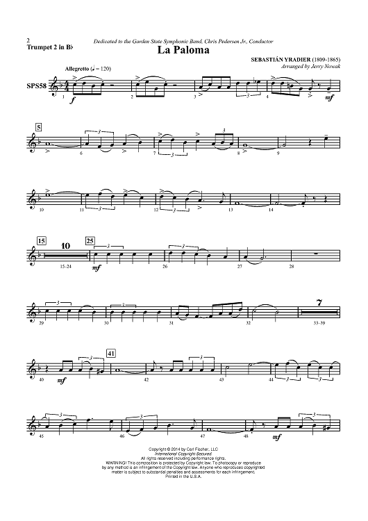 La Paloma - Trumpet 2 in Bb