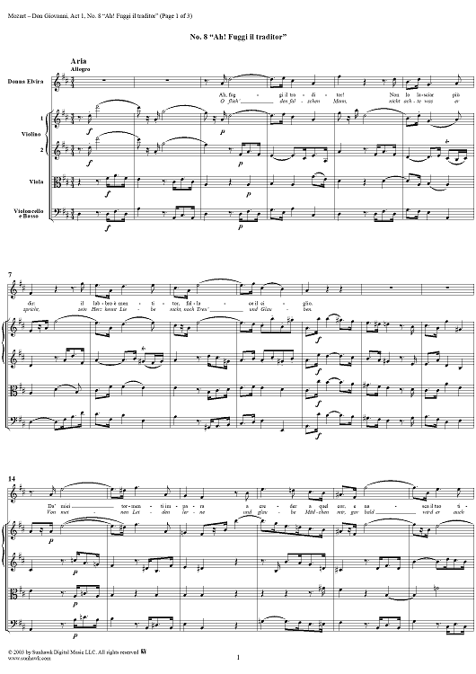 "Ah, fuggi il traditor!", No. 8 from "Don Giovanni", Act 1, K527 - Full Score