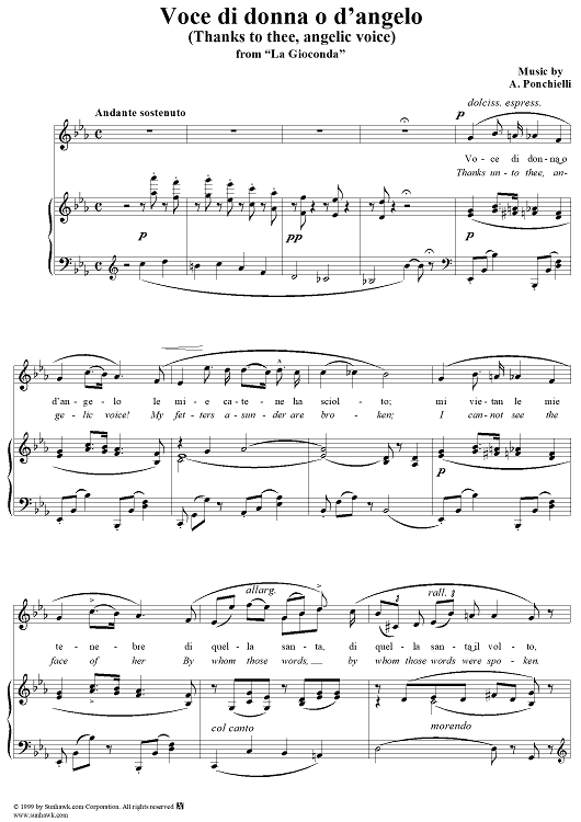 Voce di donna o d'angelo - From "La Gioconda"