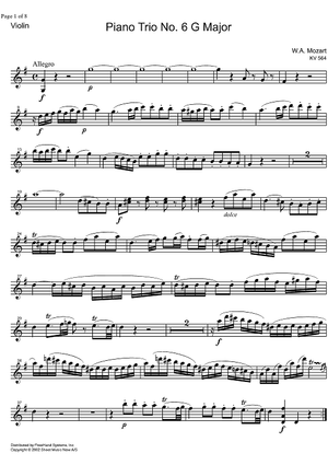 Piano Trio No. 6 G Major KV564 - Violin