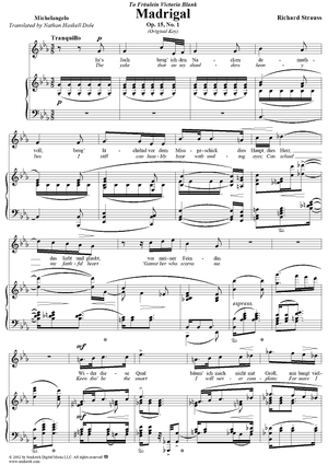 Five Lieder, Op. 15, No. 1: Madrigal