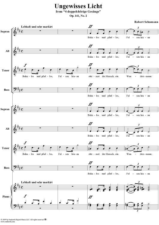 4 doppelchörige Gesänge, Op. 141: No. 2, Ungewisses Licht