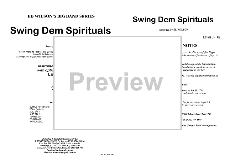 Swing Dem Spirituals - Conductor's Notes