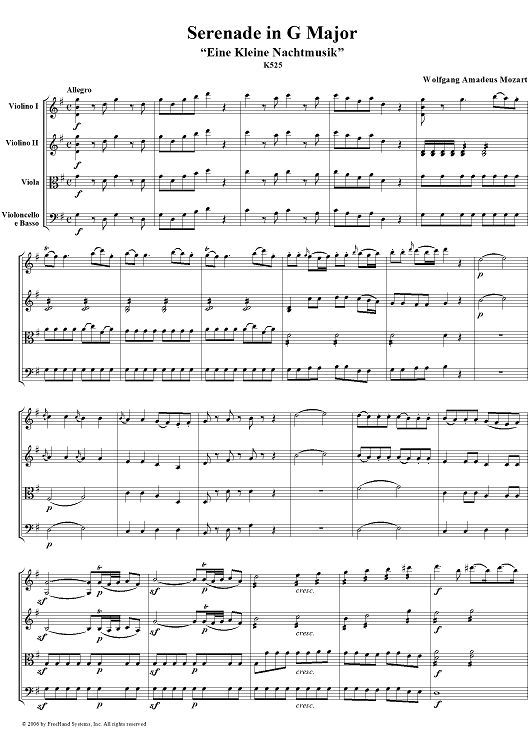 Eine kleine Nachtmusik - Score