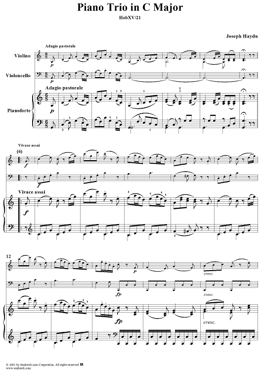 Piano Trio in C Major, HobXV/21 - Piano Score