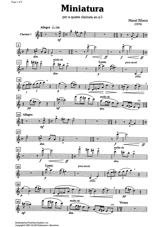 Miniatura - B-flat Clarinet 1