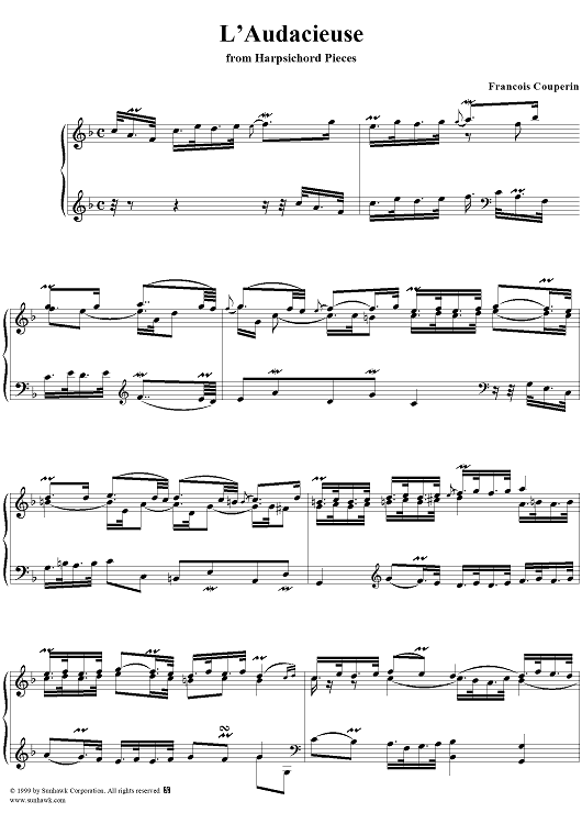 Harpsichord Pieces, Book 4, Suite 23, No.1:  L'audacieuse