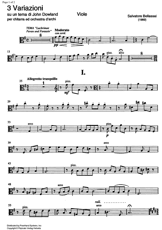 3 Variations on a theme by John Dowland - Viola