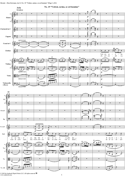 "Vedrai, carino, se sei buonino", No. 19 from "Don Giovanni", Act 2, K527 - Full Score